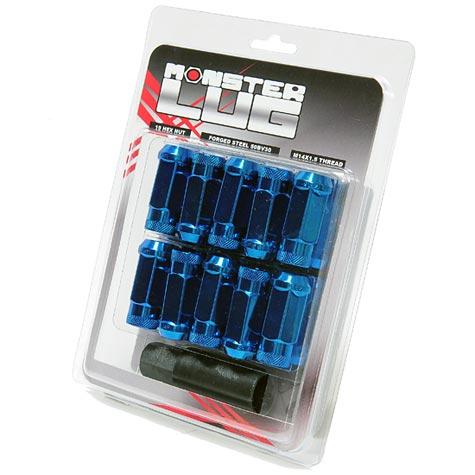 Wheel Mate Monster Locking Lug Nut Set of 4 - Blue 14x1.50