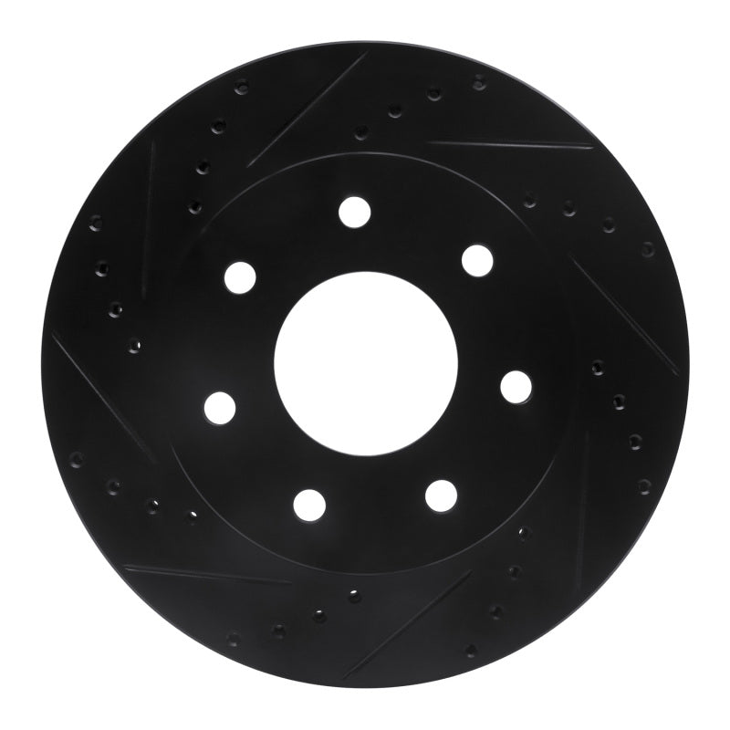 R1 04-08 Ford F-150 4WD Front Left Drilled & Slotted Black Brake Rotor