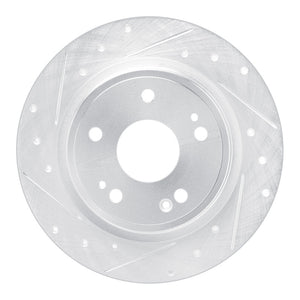 R1 22-25 Acura Integra Rear Left Drilled & Slotted Silver Brake Rotor