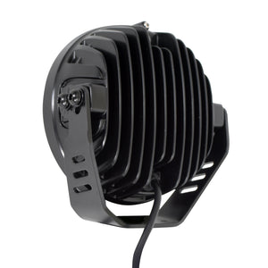 Go Rhino Xplor Blackout Series Round LED Driving Light w/DRL (Surface/Threaded Stud Mnt) 7in. - Blk