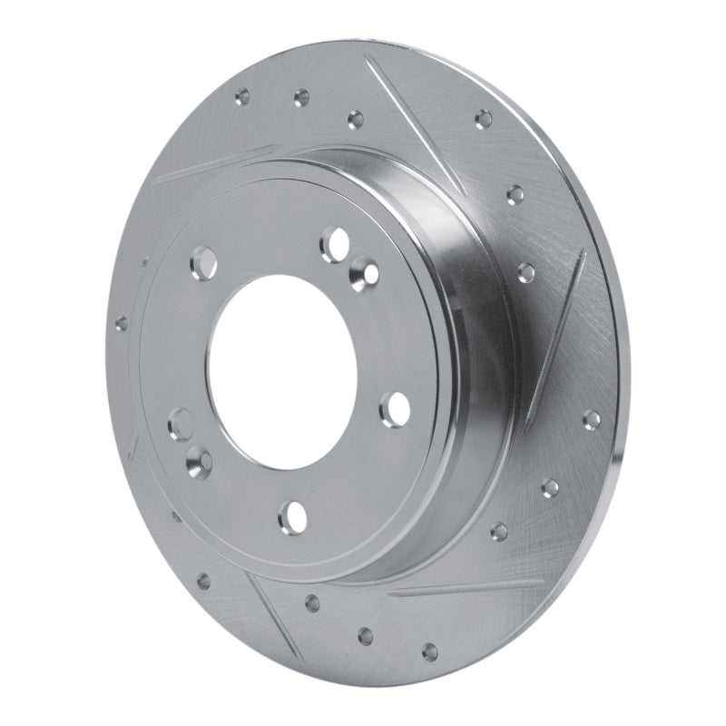 R1 11-25 Hyundai Elantra Coupe Rear Right Drilled & Slotted Silver Brake Rotor