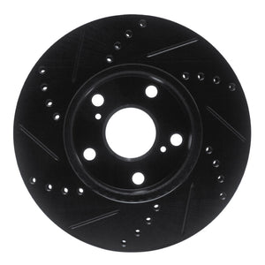 R1 05-15 Toyota Tacoma Front Right Drilled & Slotted Black Brake Rotor
