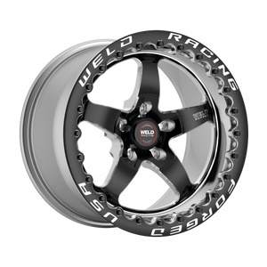 Weld S71 Beadlock 15x9/5x120.65/6.5 BS/3.18 HB - Black Center - Polished Shell - Black SBL MT Wheel
