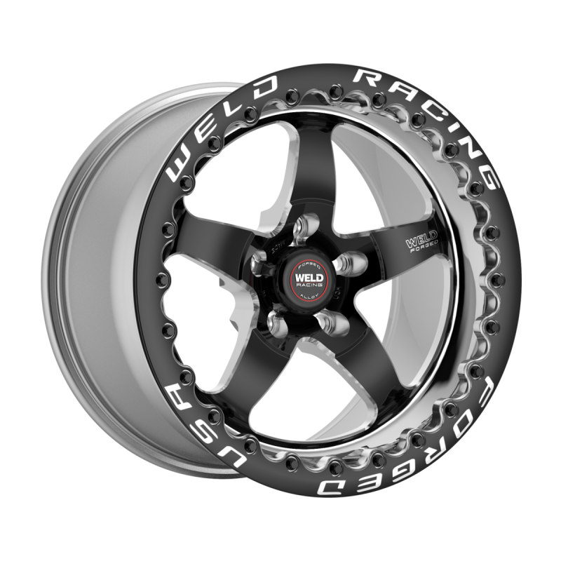 Weld S71 Beadlock 15x9/5x120.65/6.5 BS/3.18 HB - Black Center - Polished Shell - Black SBL MT Wheel