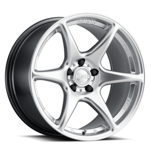 Kansei K11S Tandem 15x8in / 4x100 BP / 0mm Offset / 73.1mm Bore - Hyper Silver Wheel Machined Lip