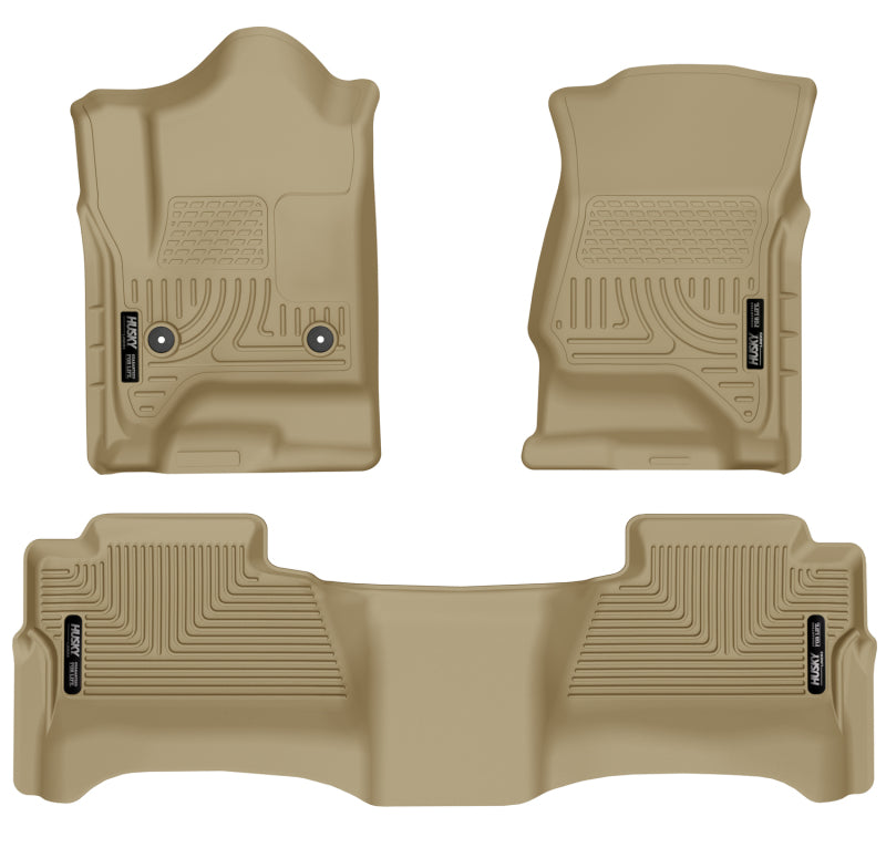 Husky Liners 14 Chevrolet Silverado/GMC Sierra WeatherBeater Tan Front & 2nd Seat Floor Liners