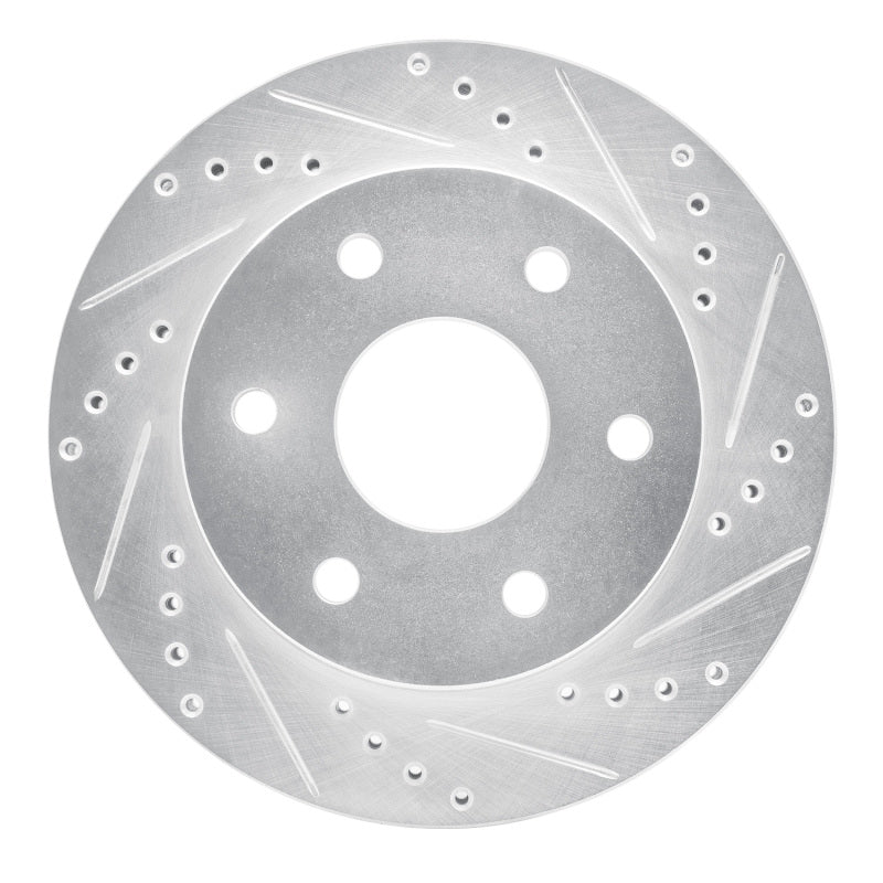 R1 90-04 Mitsubishi Montero Front Right Drilled & Slotted Silver Brake Rotor