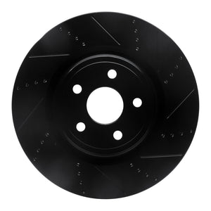 R1 2012-2025 Dodge Durango Front Right Drilled & Slotted Black Brake Rotor