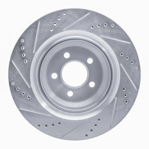 R1 05-23 Chrysler 300 Rear Right Drilled & Slotted Silver Brake Rotor