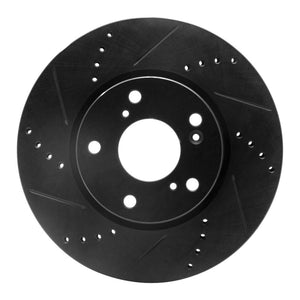 R1 2016-2025 Honda Accord Coupe Front Left Drilled & Slotted Black Brake Rotor
