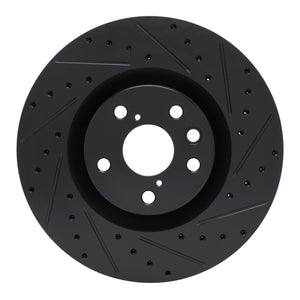 R1 11-25 Lexus IS200T Right Front Drilled & Slotted Black Brake Rotor