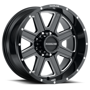 Raceline 940M Hostage 16x8in / 8x170 BP / 0mm Offset / 125.2mm Bore - Black & Milled Wheel