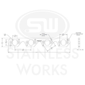 Stainless Works SBF Wide Rectangular Port Header Adapter 304SS Exhaust Flanges 1-7/8in-2in Primaries