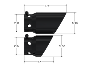 MBRP 2008+ Ford F250/350/450 6.4 L 4 inlet 5 Tip Cover Set - 6.75in and 9.75in Length - Black