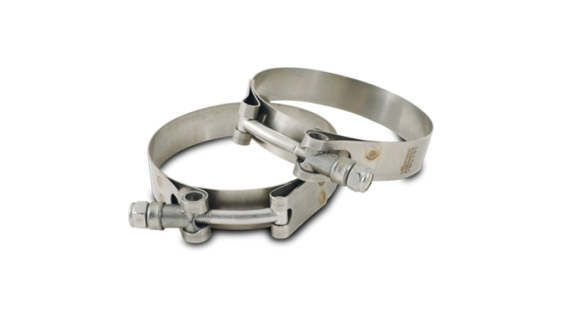 Vibrant SS T-Bolt Clamps Pack of 2 Size Range: 1.49in to 1.84in O.D. For use w/ 1.25in I.D. coupling