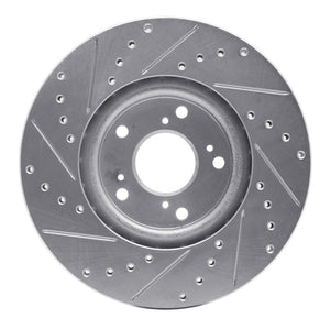 R1 06-15 Honda Civic Si Front Right Drilled & Slotted Silver Brake Rotor