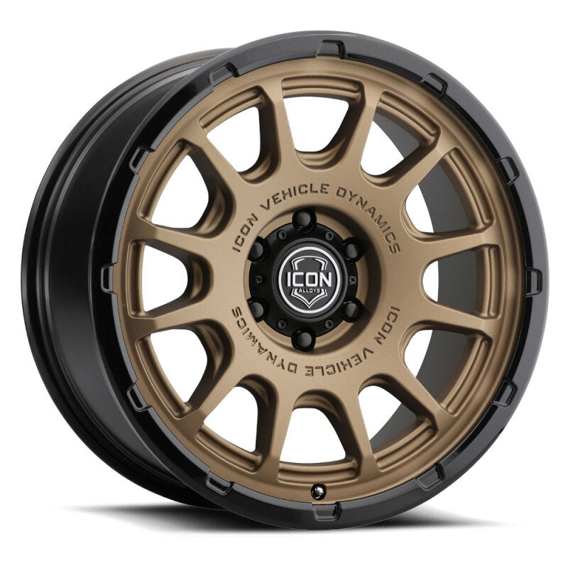 ICON Alloys Rancho 20x9 / 6x5.5 / 16mm / 5.625in BS Satin Bronze w/ Gloss Black Lip Wheel