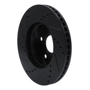 R1 05-15 Toyota Tacoma Front Right Drilled & Slotted Black Brake Rotor