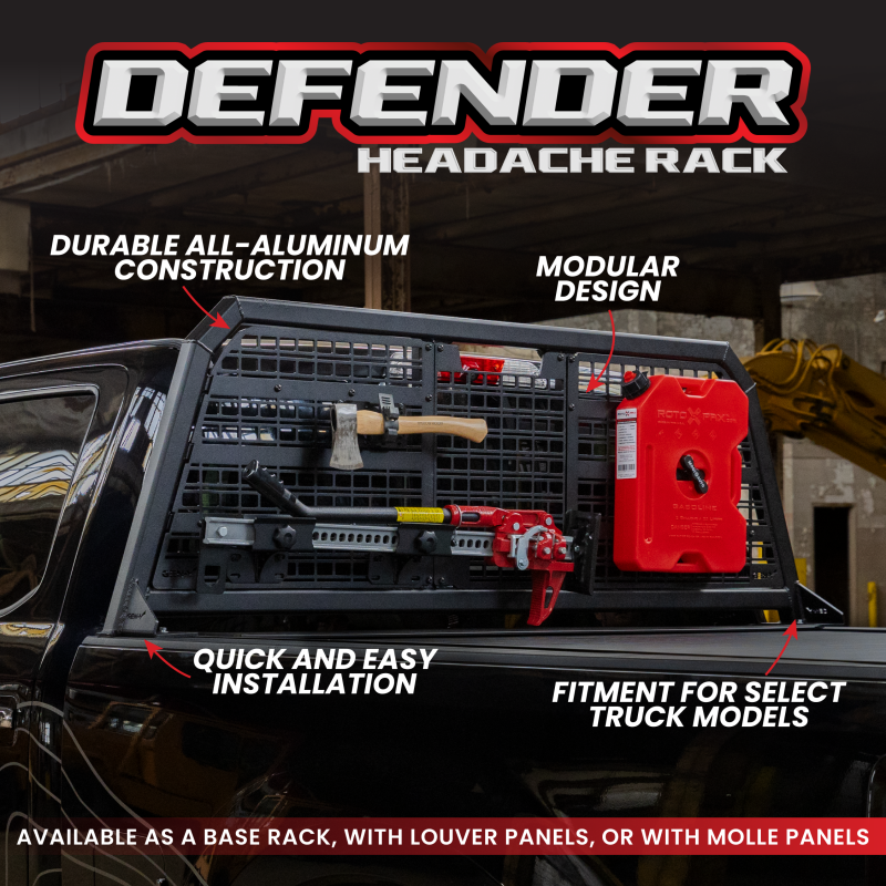 Gen-Y 19+ Dodge Ram 2500/3500 Defender Headache Rack/ 3-Molle Panels - Black