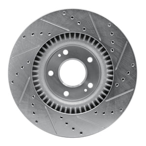 R1 10-16 Hyundai Genesis Coupe Front Left Drilled & Slotted Silver Brake Rotor