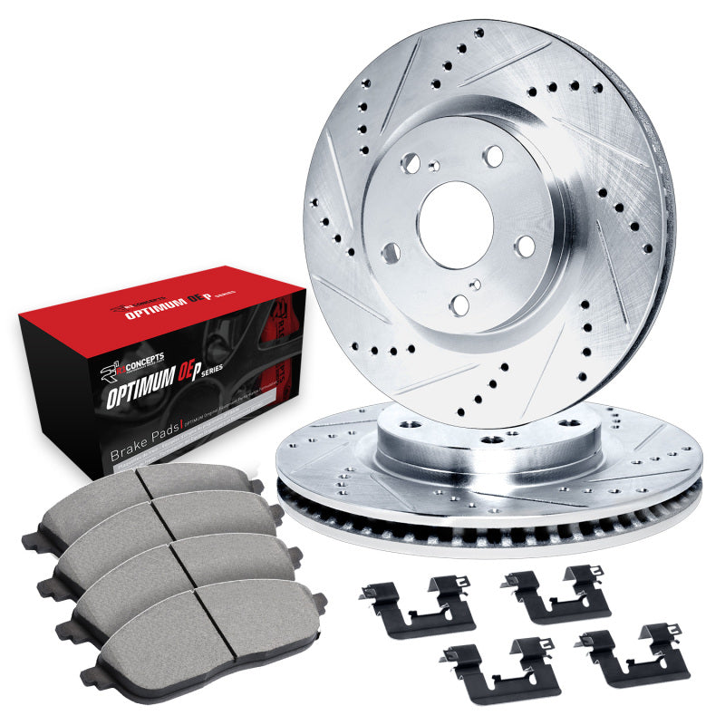 R1 18-24 Subaru WRX STI Front Drill/Slot Silver Rotors w/Optimum Pads