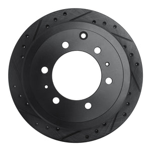 R1 1993-1997 Lexus LX450 Rear Left Drilled & Slotted Black Brake Rotor