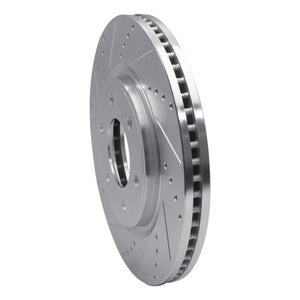 R1 07-24 Infiniti QX56 Front Left Drilled & Slotted Silver Brake Rotor