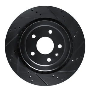 R1 14-19 Chevrolet Corvette Rear Right Drilled & Slotted Black Brake Rotor