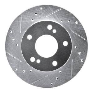 R1 96-98 Nissan 240SX Front Left Drilled & Slotted Silver Brake Rotor