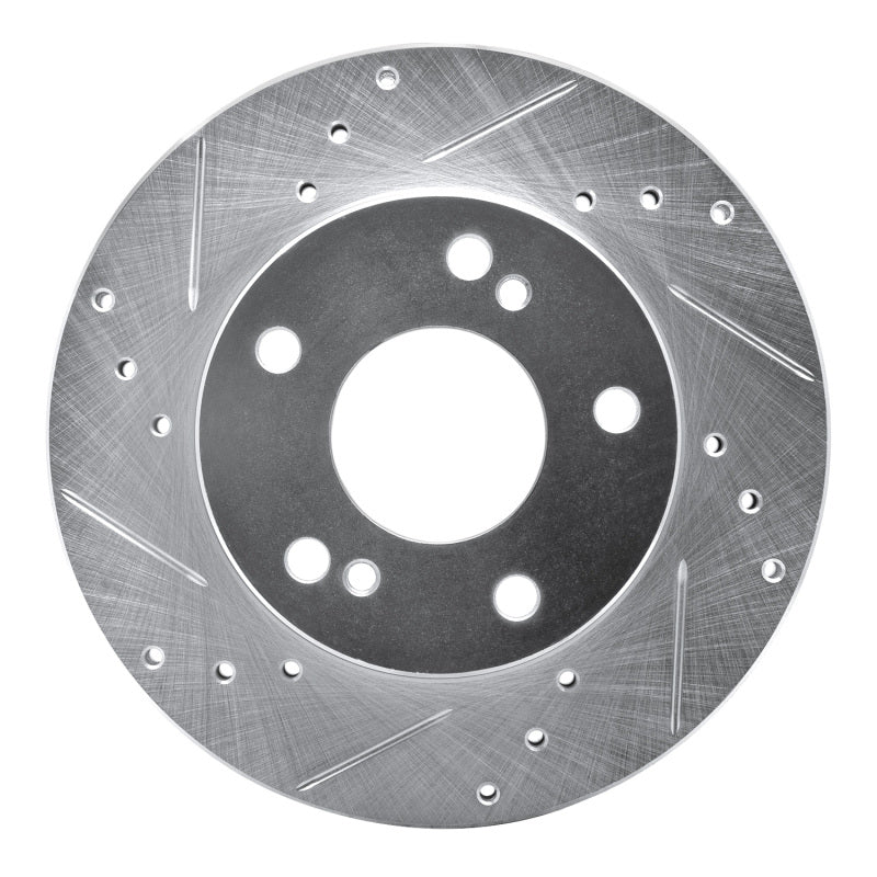 R1 96-98 Nissan 240SX Front Left Drilled & Slotted Silver Brake Rotor