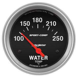 Autometer Sport-Comp 66.7mm 100-250 Deg F Short Sweep Electronic Water Temperature Gauge