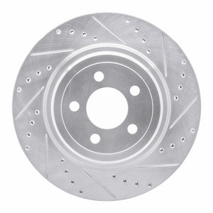 R1 06-23 Dodge Magnum Rear Right Drilled & Slotted Silver Brake Rotor