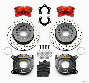 Wilwood Forged Dynalite P/S Park Brake Kit Drilled Red Mopar/Dana 2.50in Off w/Snap Ring Bearing