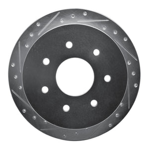 R1 97-04 Ford F-250 2WD (Excl Super Duty) Rear Left Drilled & Slotted Silver Brake Rotor