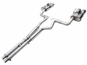 AWE 2024 Ford Mustang Dark Horse S650 RWD SwitchPath Cat-Back Exhaust w/ Quad Chrome Silver Tips