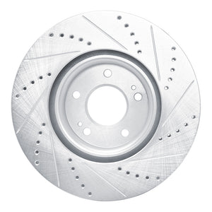 R1 03-06 Mitsubishi Lancer Front Left Drilled & Slotted Silver Brake Rotor