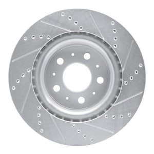 R1 17-25 Tesla Model 3 Front Left Drilled & Slotted Silver Brake Rotor