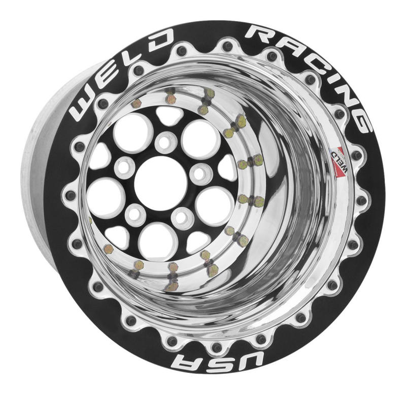 Weld Magnum 15x14 / 5x4.5 / 5 BS / 3.18 HB - Black Center - Polished Shell - Black SBL MT Wheel