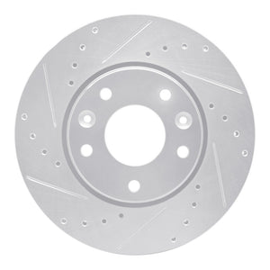 R1 20-25 Nissan Kicks Front Left Drilled & Slotted Silver Brake Rotor