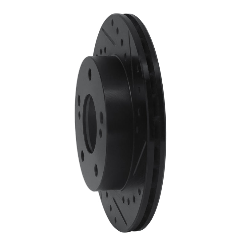 R1 94-96 Nissan 240SX Front Right Drilled & Slotted Black Brake Rotor