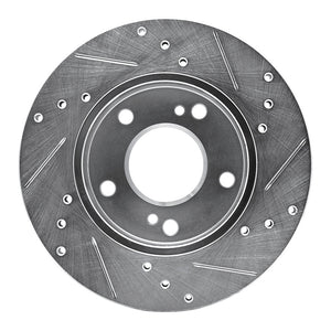 R1 96-98 Nissan 240SX Front Left Drilled & Slotted Silver Brake Rotor