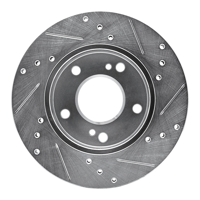 R1 96-98 Nissan 240SX Front Left Drilled & Slotted Silver Brake Rotor