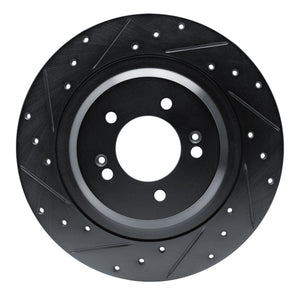 R1 21-25 Hyundai Sonata Rear Left Drilled & Slotted Black Brake Rotor