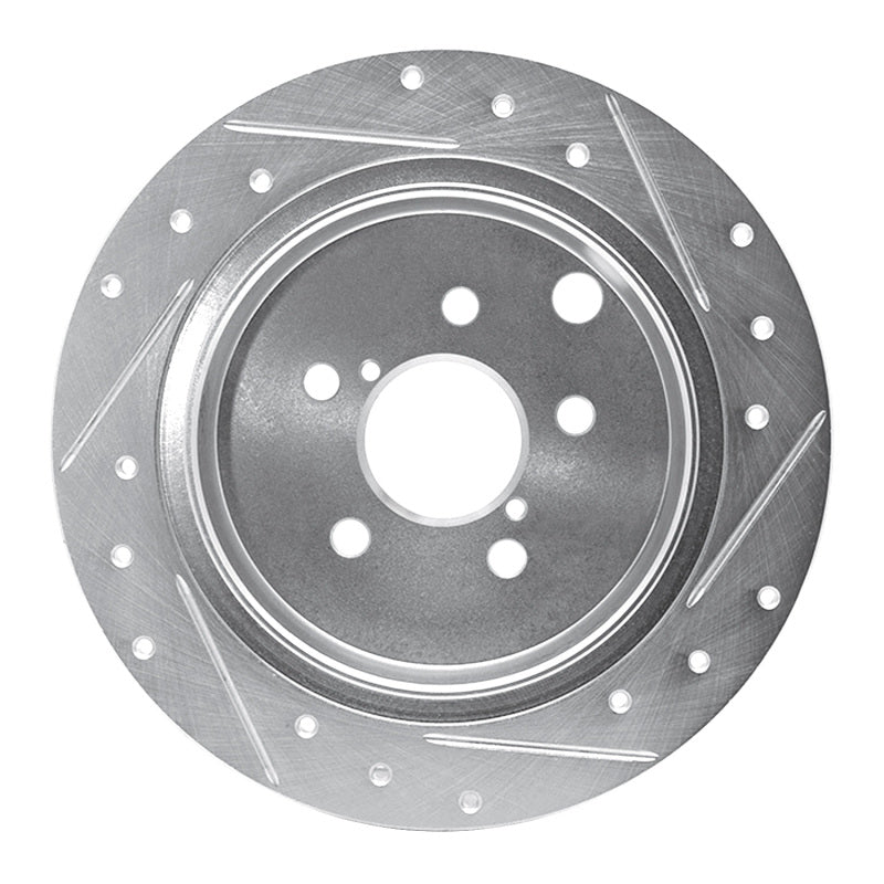 R1 12-23 Subaru Crosstrek Rear Left Drilled & Slotted Silver Brake Rotor