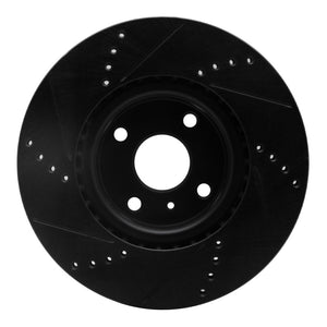 R1 2016-2025 Fiat 124 Spider Front Right Drilled & Slotted Black Brake Rotor