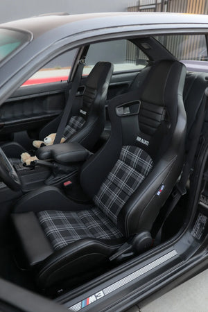BRAUM Racing ELITE-S Series Sport Reclinable Seats - Priced Per Pair BLack Leatherette / Grey Plaid