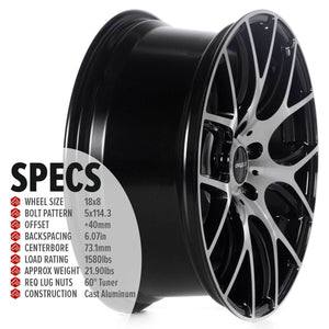 Circuit Performance CP31 Gloss Black/Machined 5x114.3 | 18x8 | +40mm / 6.07
