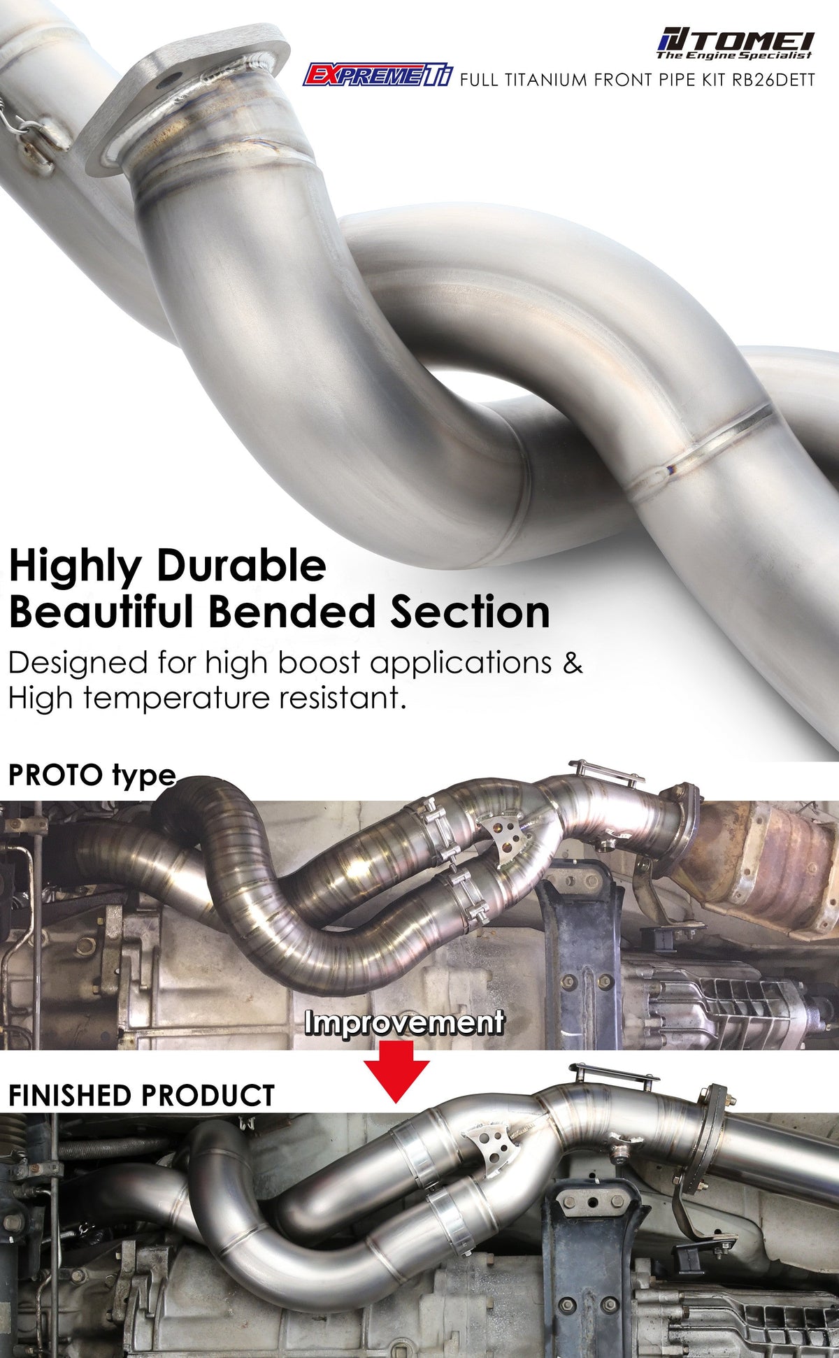 TOMEI FULL TITANIUM FRONT PIPE EXPREME Ti GT-R RB26DETT
