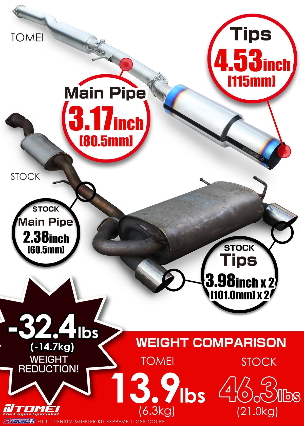 TOMEI FULL TITANIUM MUFFLER EXPREME Ti INFINITI G35 2003-2007 COUPE