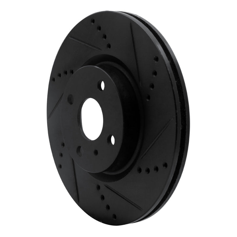 R1 2016-2025 Fiat 124 Spider Front Right Drilled & Slotted Black Brake Rotor